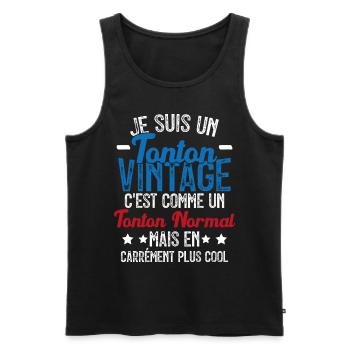 Tonton Vintage C'est Comme Tonton Normal Plus Cool - Débardeur bio Premium Homme - noir - Devant - AI Model Male 178 light (178cm)