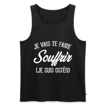 je vais te faire souffrir je suis ostéo - humour - Débardeur bio Premium Homme - noir - Devant - AI Model Male 178 light (178cm)