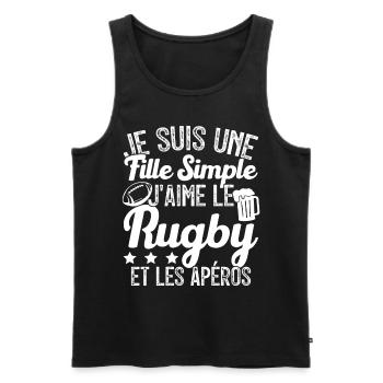 Femme Joueur De Rugby Cool Filles Rugby Et Apéros - Débardeur bio Premium Homme - noir - Devant - AI Model Male 178 light (178cm)
