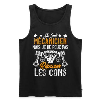 Je Suis Mécanicien Mais Mécano Garage Homme Cadeau - Débardeur bio Premium Homme - noir - Devant - Michal (187cm)