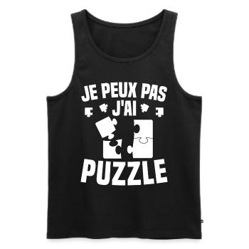 Je Peux Pas J'ai Puzzle Pièce Puzzle Cadeau - Débardeur bio Premium Homme - noir - Devant - AI Model Male 178 light (178cm)