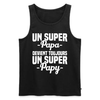 Super papa devient toujours un super papy Cadeau - Débardeur bio Premium Homme - noir - Devant - Michal (187cm)