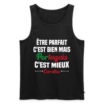 Cadeau être Parfait mais Portugais c'est mieux - Débardeur bio Premium Homme - noir - Devant - Michal (187cm)