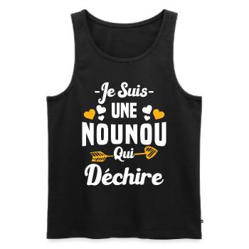 Je Suis Une Nounou Qui Déchire Humour Cadeau - Débardeur bio Premium Homme - noir - Devant - Michal (187cm)