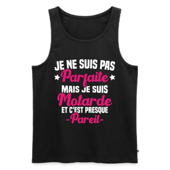 Je ne suis pas parfaite mais je suis motarde - Débardeur bio Premium Homme - noir - Devant - Michal (187cm)