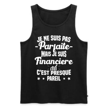 Pas parfaite mais je suis Financière Cadeau - Débardeur bio Premium Homme - noir - Devant - AI Model Male 178 light (178cm)