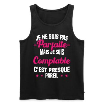 Pas parfaite mais je suis Comptable Humour Cadeau - Débardeur bio Premium Homme - noir - Devant - AI Model Male 178 light (178cm)