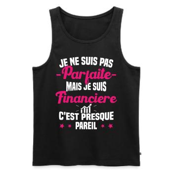 Pas parfaite mais je suis Financière Cadeau - Débardeur bio Premium Homme - noir - Devant - AI Model Male 178 light (178cm)