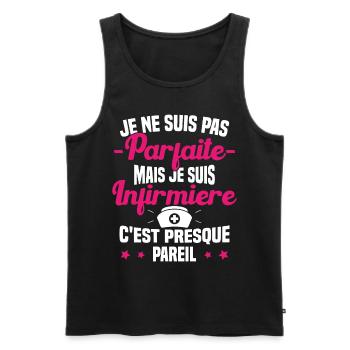 Pas parfaite mais je suis Infirmière Cadeau - Débardeur bio Premium Homme - noir - Devant - Michal (187cm)