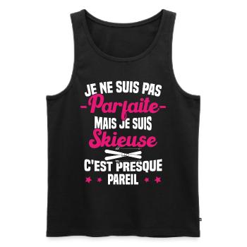 Pas parfaite mais je suis Skieuse Cadeau Humour - Débardeur bio Premium Homme - noir - Devant - Michal (187cm)