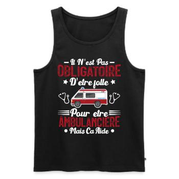 Folle Et Ambulancière Humour Cadeau - Débardeur bio Premium Homme - noir - Devant - AI Model Male 178 light (178cm)