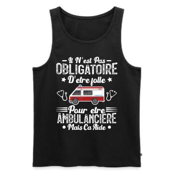 Folle Et Ambulancière Humour Cadeau - Débardeur bio Premium Homme - noir - Devant - AI Model Male 178 light (178cm)