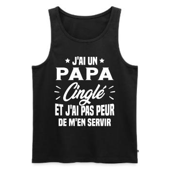 J'ai Un Papa Cinglé Cadeau Humour Papa - Débardeur bio Premium Homme - noir - Devant - Michal (187cm)