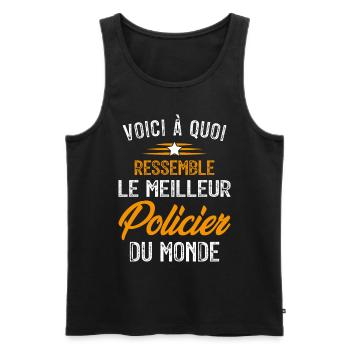 Voici à quoi ressemble le meilleur Policier - Débardeur bio Premium Homme - noir - Devant - Michal (187cm)