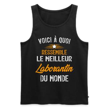 Voici à quoi ressemble le meilleur Laborantin - Débardeur bio Premium Homme - noir - Devant - Michal (187cm)