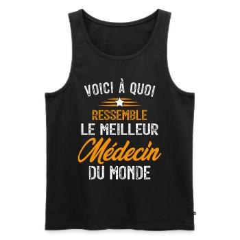 Voici à quoi ressemble le meilleur Médecin - Débardeur bio Premium Homme - noir - Devant - Michal (187cm)