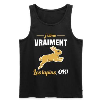 J'aime vraiment les Lapins OK - Débardeur bio Premium Homme - noir - Devant - Michal (187cm)