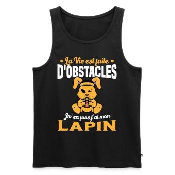 La Vie est faite d'obstacles j'ai mon Lapin Cadeau - Débardeur bio Premium Homme - noir - Devant - Michal (187cm)