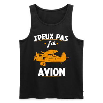 Je peux pas j'ai avion humour aviation Cadeau - Débardeur bio Premium Homme - noir - Devant - Michal (187cm)