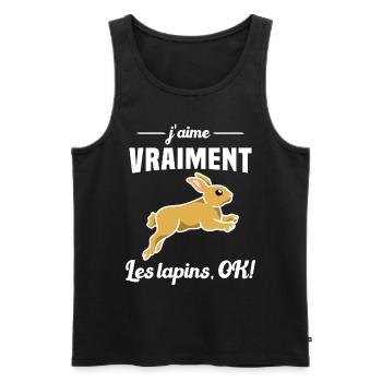 J'aime vraiment les Lapins OK - Débardeur bio Premium Homme - noir - Devant - Michal (187cm)