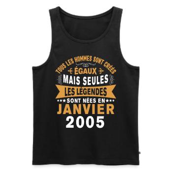 Les légendes sont nées en Janvier 2005 Vintage - Débardeur bio Premium Homme - noir - Devant - Michal (187cm)