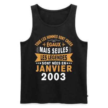 Les légendes sont nées en Janvier 2003 Vintage - Débardeur bio Premium Homme - noir - Devant - Michal (187cm)