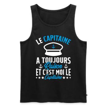 Le Capitaine A Toujours Raison C'est Moi Capitaine - Débardeur bio Premium Homme - noir - Devant - AI Model Male 178 light (178cm)