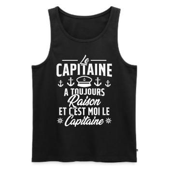 Le Capitaine A Toujours Raison C'est Moi Capitaine - Débardeur bio Premium Homme - noir - Devant - AI Model Male 178 light (178cm)