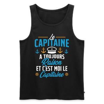 Le Capitaine A Toujours Raison C'est Moi Capitaine - Débardeur bio Premium Homme - noir - Devant - AI Model Male 178 light (178cm)