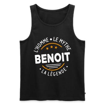 Benoît L'Homme Le Mythe La Légende - Débardeur bio Premium Homme - noir - Devant - Michal (187cm)