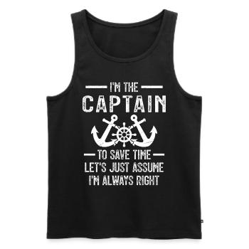 Le Capitaine A Toujours Raison C'est Moi Capitaine - Débardeur bio Premium Homme - noir - Devant - Michal (187cm)