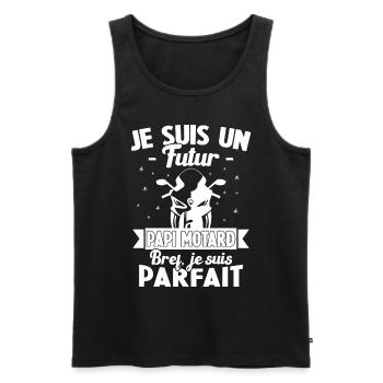 Je suis un futur Papi motard bref je suis parfait - Débardeur bio Premium Homme - noir - Devant - Michal (187cm)