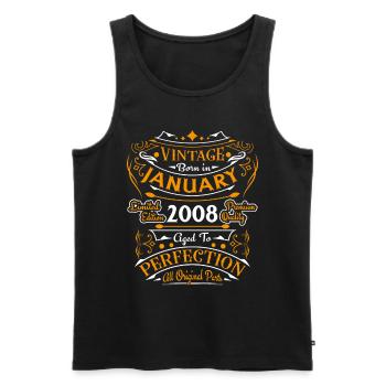 Vintage Born In January 2008 Geburtstagsgeschenk - Männer Premium Bio Tank Top - Schwarz - Vorne - Michal (187cm)