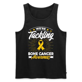 Ruban jaune Cancer des os Cancer de l’os Os de soutien Os - Débardeur bio Premium Homme - noir - Devant - AI Model Male 178 light (178cm)