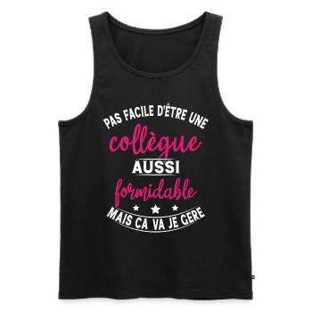 Collègue Formidable / humour femme collègue - Débardeur bio Premium Homme - noir - Devant - Michal (187cm)