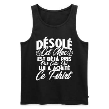 Désolé cet mec est déjà pris par - Débardeur bio Premium Homme - noir - Devant - Michal (187cm)