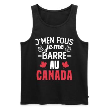 J'men fous je me barre au canada - Débardeur bio Premium Homme - noir - Devant - AI Model Male 178 light (178cm)