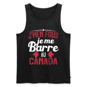 J'men fous je me barre au canada - Débardeur bio Premium Homme - noir - Devant - AI Model Male 178 light (178cm)