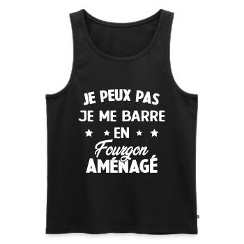 J'peux pas j'me barre en fourgon aménagé - Débardeur bio Premium Homme - noir - Devant - AI Model Male 178 light (178cm)