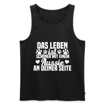 Aussie Chien Drôle de berger australien - Débardeur bio Premium Homme - noir - Devant - Michal (187cm)