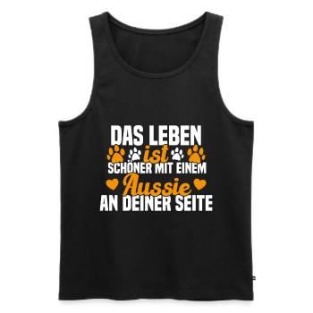 Aussie Chien Drôle de berger australien - Débardeur bio Premium Homme - noir - Devant - Michal (187cm)