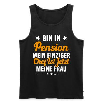 Cadeau retraité Mon seul patron c'est ma femme - Débardeur bio Premium Homme - noir - Devant - Michal (187cm)