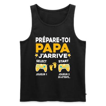Futur Papa Gamer Cadeau Annonce Grossesse Père - Débardeur bio Premium Homme - noir - Devant - Michal (187cm)
