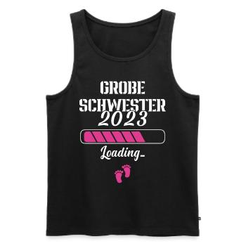 Annoncer une grossesse Grande sœur 2023 - Débardeur bio Premium Homme - noir - Devant - Michal (187cm)