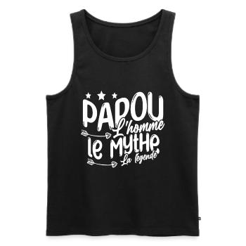Grand-Père Papou l'Homme le Mythe la Légende - Débardeur bio Premium Homme - noir - Devant - Michal (187cm)