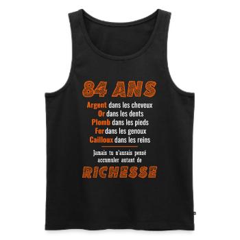84 Ans Anniversaire Drôle Idée Cadeau - Débardeur bio Premium Homme - noir - Devant - Michal (187cm)