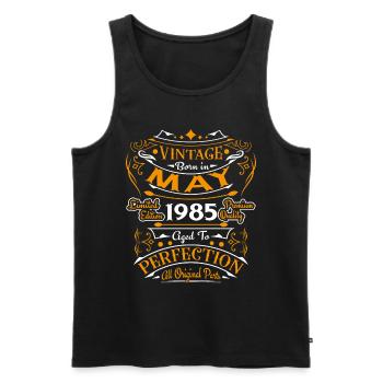 May 1985 Vintage Born in May 1985 Anniversary - Men's Premium Organic Tank Top - black - Front - Michal (187cm)