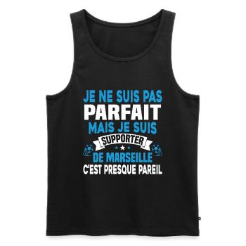 Pas Parfait mais Je suis Supporter de Marseille - Débardeur bio Premium Homme - noir - Devant - AI Model Male 178 light (178cm)