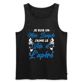 Je suis un Mec Simple j'aime Le Vélo Et L'apéro - Débardeur bio Premium Homme - noir - Devant - Michal (187cm)