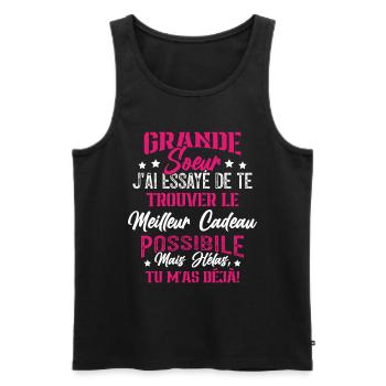 Meilleure Grande Soeur du monde idée cadeau - Débardeur bio Premium Homme - noir - Devant - Michal (187cm)